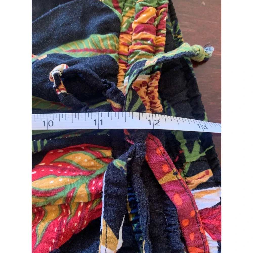 Tropical Leopard Print Shorts Black Elastic Waist Beachwear Summer